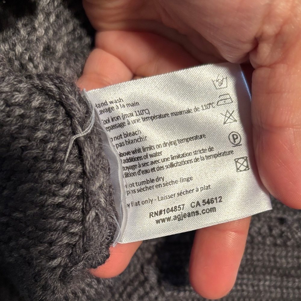 AG Adriano Goldschmied Gray Cable Knit Crewneck Sweater 100% Wool - Picture 5 of 12